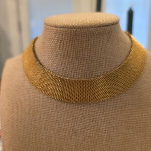 Vintage 70s Gold Mesh Choker Necklace - Women Jewelry